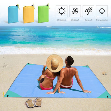 78.7"x59" Outdoor Picnic Beach Blanket Mat Nylon Large Waterproof Windproof Mats with weight Pocket for Outdoor Travel