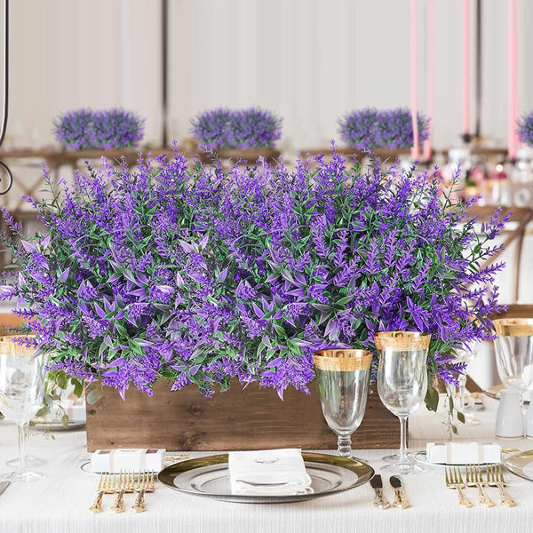 Artificial Lavender 8 Piece Bundle Lifelike Faux Fake Plants for Crafting or Home Decor – Great for Pairing With Bundles of Other Fake/Dried Flowers to Create Lovely Wedding Bouquets