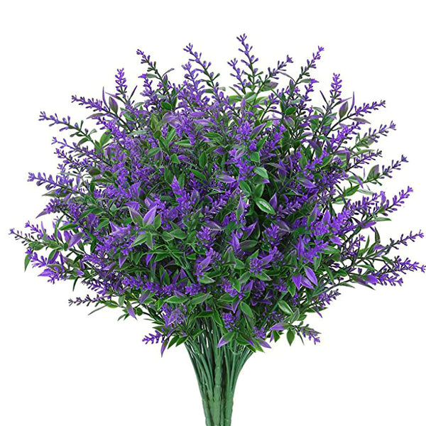 Artificial Lavender 8 Piece Bundle Lifelike Faux Fake Plants for Crafting or Home Decor – Great for Pairing With Bundles of Other Fake/Dried Flowers to Create Lovely Wedding Bouquets