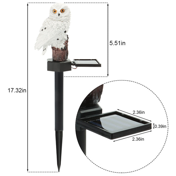 Solar Powered LED Lights Outdoor Garden Decoration Resin Owl Figurine Light with Stake Waterproof for Lawn Pathway Yard Décor