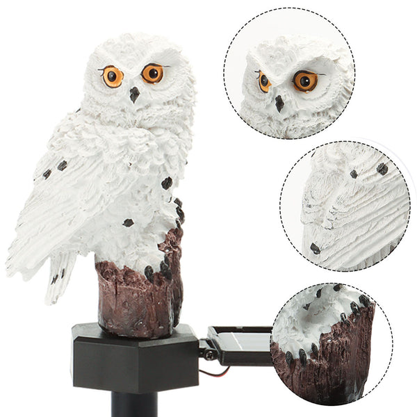 Solar Powered LED Lights Outdoor Garden Decoration Resin Owl Figurine Light with Stake Waterproof for Lawn Pathway Yard Décor