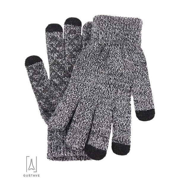Gustave Winter Knit Gloves Touchscreen Windproof Anti-slip Thermal Soft Wool Lining Elastic Cuff for Women Men