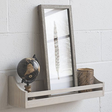 Rustic Wood Wall Shelf 24 Inch Weathered Handmade Style Wooden Multi Purpose Wall Rack Shelf Light Washed White Stained