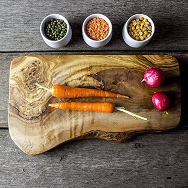 Rustic Olive Wood Multipurpose Chopping Board - Length Average 11.8" x Min Width 5.9" x Depth 0.8"