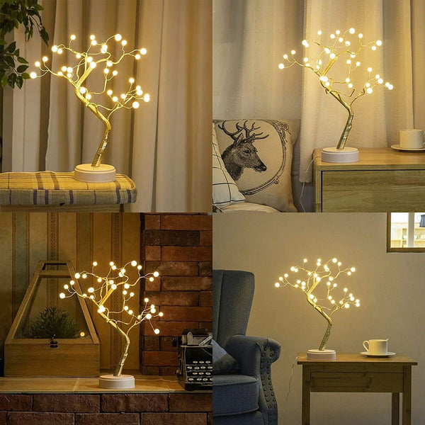 LED BIRCH TREE LIGHT TABLETOP BONSAI TREE 18 INCHES DECORATIVE FAIRY LIGHT ARTIFICIAL TREE LAMP FOR PARTY WEDDING CHRISTMAS DECORATION