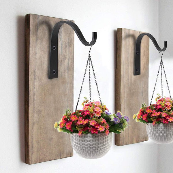 Gustave Iron Wall Hooks Plant Hanger Bracket, Decorative Metal Plant Hooks for Hanging Planter, Flower Basket, Bird Feeders, Lanterns, Wind Chimes, Outdoor Rustic Home Decor, 2 Pack