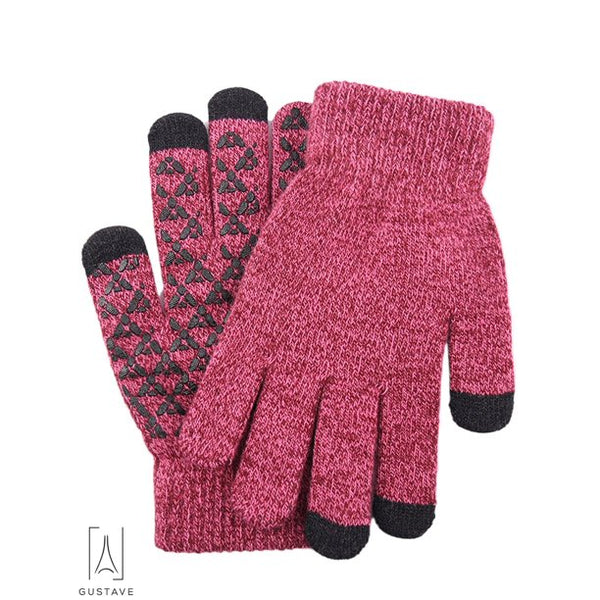 Gustave Winter Knit Gloves Touchscreen Windproof Anti-slip Thermal Soft Wool Lining Elastic Cuff for Women Men