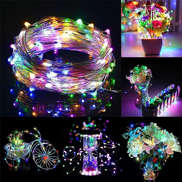 Fairy Lights 33Ft 100 LED String Lights USB Powered Silver Wire Decoration Light For Bedroon Dorm Wall Craft Christmas Party Decoration