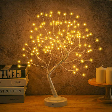 Led Birch Tree Light Tabletop Bonsai Tree 20 Inches Decorative Fairy Light Artificial Tree Lamp for Party Wedding Christmas Decoration