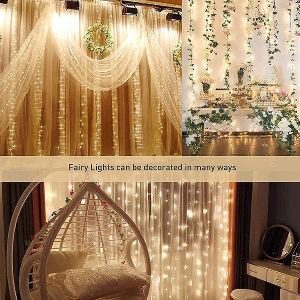300 LED String Lights 9.8 x 9.8Ft Window Curtain Lights For Home Party Chritmas Bedroom Indoor Outdoor Decor
