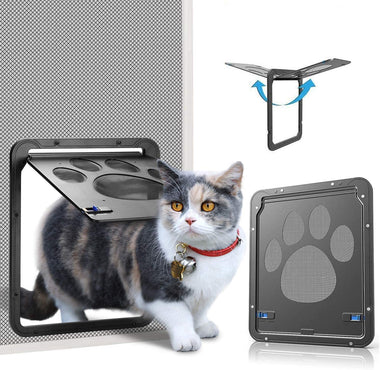 Pet Screen Door Both Side Door Flap 8x10x0.4 Inch Lockable Magnetic Self-closing Screen Door For Small Puppy Dog Cat Pets