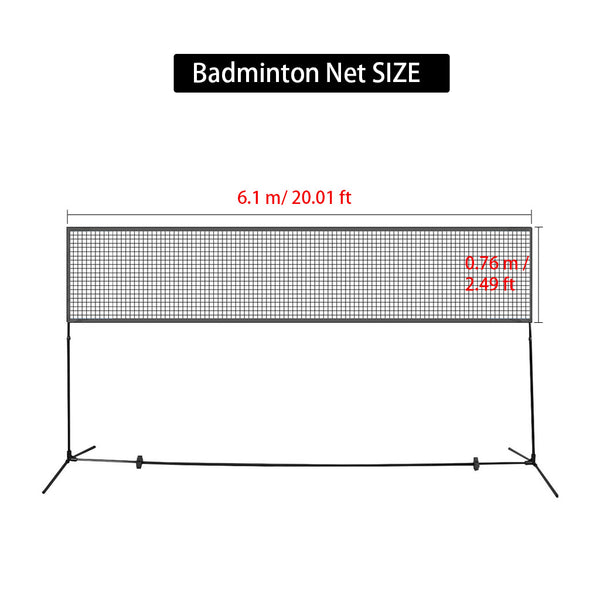 Portable Badminton Net for Tennis, Soccer Tennis, Pickleball, Kids Volleyball - Easy Setup Nylon Sports Net - for Indoor or Outdoor Court, Beach