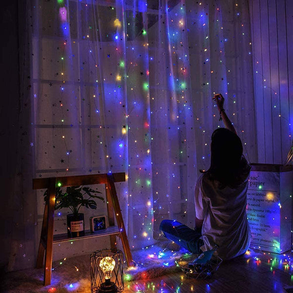 300 LED String Lights 9.8 x 9.8Ft Window Curtain Lights For Home Party Chritmas Bedroom Indoor Outdoor Decor