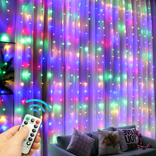 300 LED String Lights 9.8 x 9.8Ft Window Curtain Lights For Home Party Chritmas Bedroom Indoor Outdoor Decor