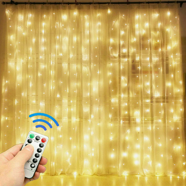 300 LED String Lights 9.8 x 9.8Ft Window Curtain Lights For Home Party Chritmas Bedroom Indoor Outdoor Decor