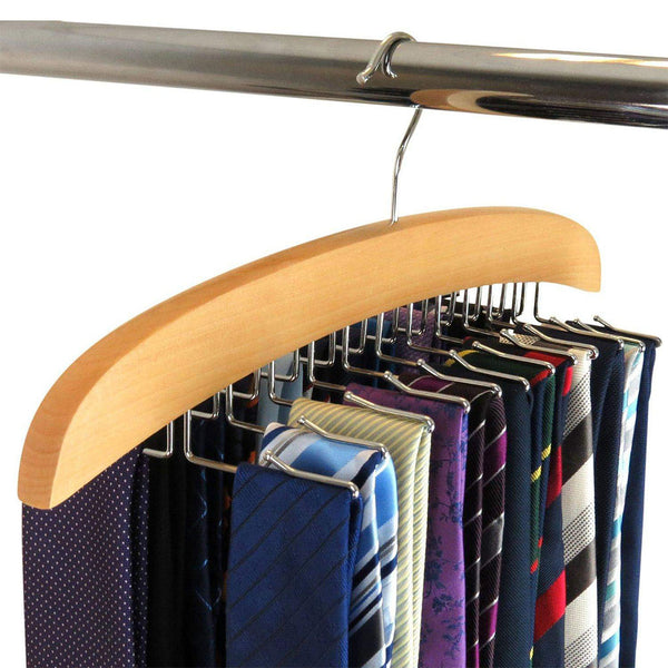 Wooden Hanger Holder Organizer Hook Storage Rack Hanging for Mens Closet Accessories Space Saving Necktie Holder