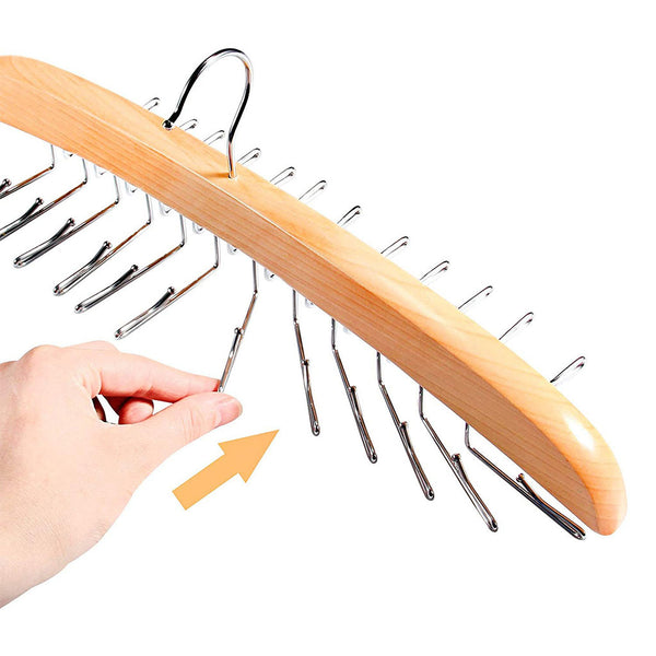 Wooden Hanger Holder Organizer Hook Storage Rack Hanging for Mens Closet Accessories Space Saving Necktie Holder