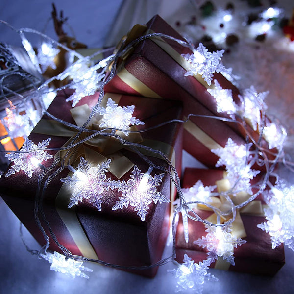 Christmas Snowflake String Lights 11.5ft 96 LED Fairy Curtain Lights Extendable Indoor Outdoor Hanging Decor For Holiday Home Xmas Party