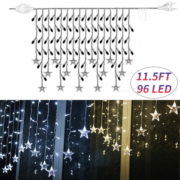 96 LED Star String Lights 11.5Ft Plug in Waterproof Fairy Lights Extendable For Indoor Outdoor Wedding Party Home Christmas Holiday Decoration