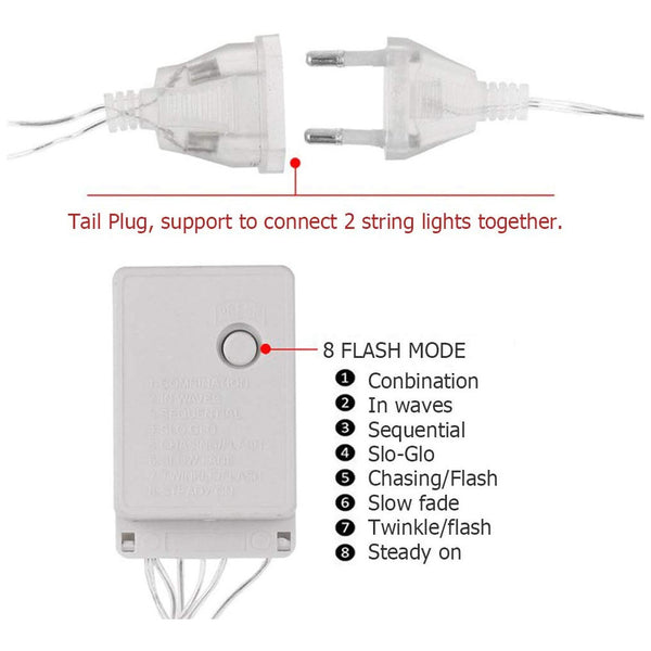 96 LED Star String Lights 11.5Ft Plug in Waterproof Fairy Lights Extendable For Indoor Outdoor Wedding Party Home Christmas Holiday Decoration