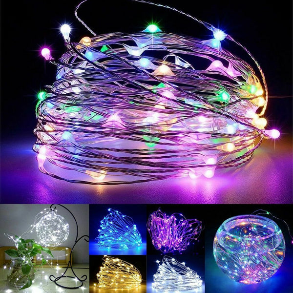 Fairy Lights 33Ft 100 LED String Lights USB Powered Silver Wire Decoration Light For Bedroon Dorm Wall Craft Christmas Party Decoration