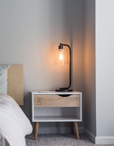 Gustave 2-tier Side Table End Table, Nightstand, Coffee Table for Bedroom Living Room, Modern Collection, Square, White