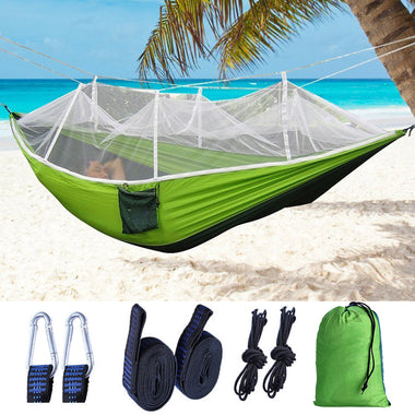 Portable Hammock Camping Double/Single with Mosquito Net Gear Set For Indoor Outdoor Hiking Backpacking Survival & Travel