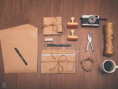 GustaveDesign DIY Kraft paper Memory Retro Notebook Handmade Guestbook for Anniversary Birthday Valentine (with Material Kit)