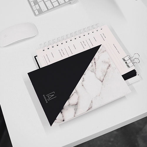 GustaveDesign Marble Notebook Hardcover Spiral Notebook (Silver Binding Rings, Marble style )