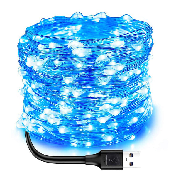 Fairy Lights 33Ft 100 LED String Lights USB Powered Silver Wire Decoration Light For Bedroon Dorm Wall Craft Christmas Party Decoration