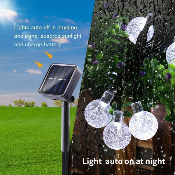 Solar String Lights Outdoor 20 LED 16.5 Feet Crystal Globe Lights For Garden Yard Wedding Party Decor