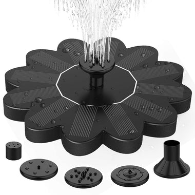 1.4W Solar Powered Fountain Pump with Nozzles for Bird Bath, Pond, Pool, Fish Tank, Aquarium and Garden