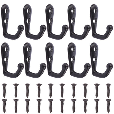 10 Pieces Wall Mounted Coat Hook Robe Hooks Cloth Hanger Coat Hanger Rustic Hooks with Screws for Bath Kitchen Garage Single Coat Hanger