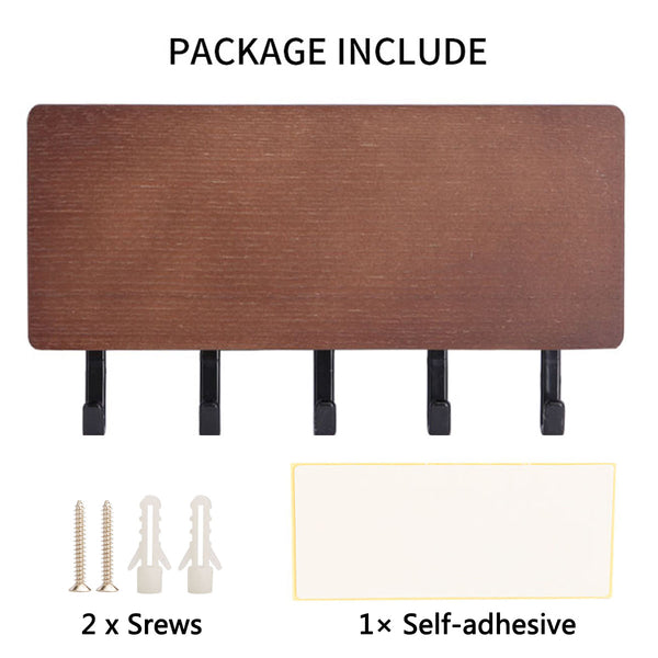 7" Mail Organizer Wall Mounted Rustic Wooden Key Hangers and Sorter Decorative Shelf Organizer With 5 Hooks