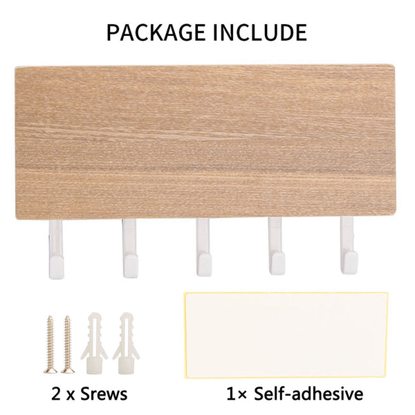7" Mail Organizer Wall Mounted Rustic Wooden Key Hangers and Sorter Decorative Shelf Organizer With 5 Hooks