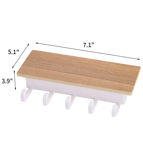 7" Mail Organizer Wall Mounted Rustic Wooden Key Hangers and Sorter Decorative Shelf Organizer With 5 Hooks