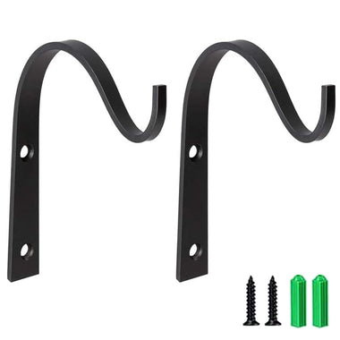 Gustave Iron Wall Hooks Plant Hanger Bracket, Decorative Metal Plant Hooks for Hanging Planter, Flower Basket, Bird Feeders, Lanterns, Wind Chimes, Outdoor Rustic Home Decor, 2 Pack