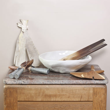 White Stoneware Serving Bowl