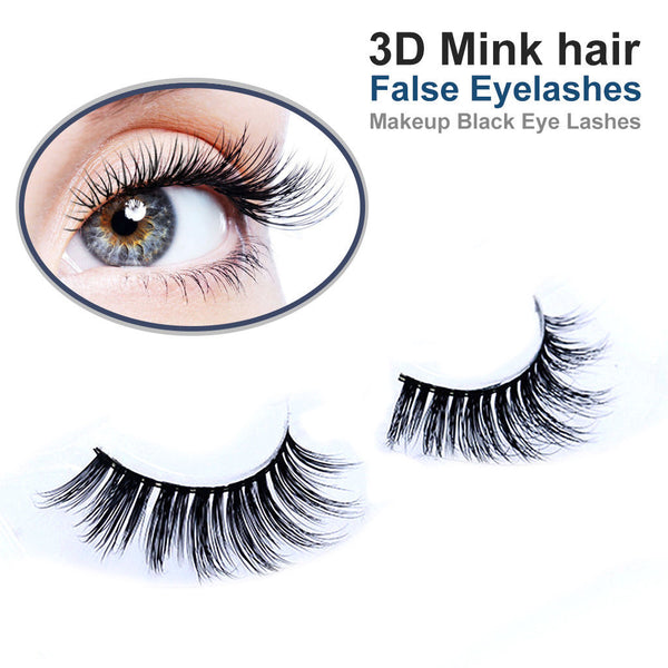 100% Luxurious real 3D Mink False Eyelashes Cross Natural Long Eye Lashes Makeup