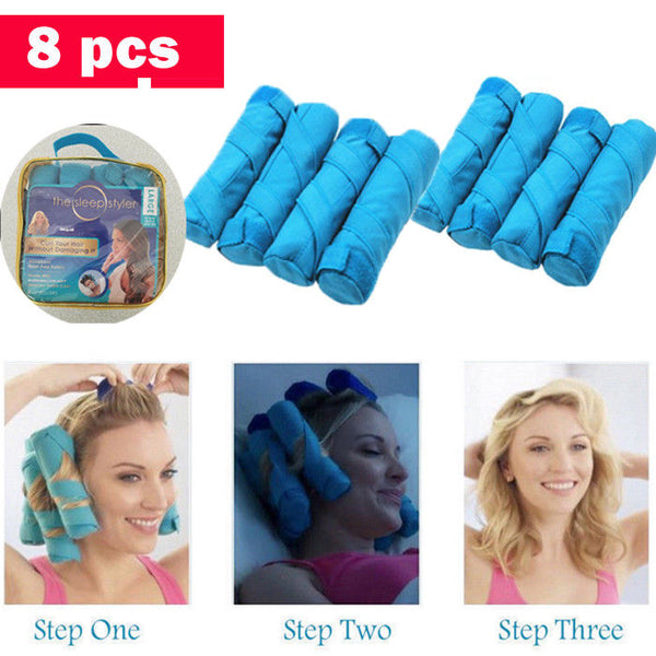 The Sleep Styler For Long Hair NIP 8 Rollers Curlers 6" As seen on Shark Tank US